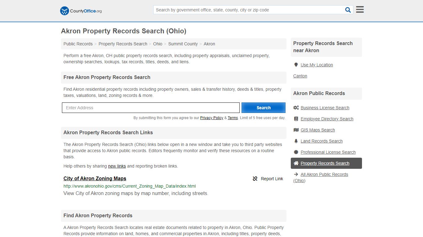 Akron Property Records Search (Ohio) - County Office